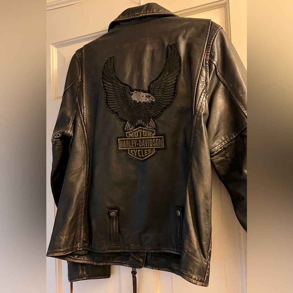Ladies’ Large Harley-Davidson Leather Jacket Distressed Zip